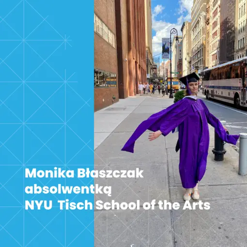 Monika Błaszczak ukończyła studia w NYU Tisch School of the Arts.